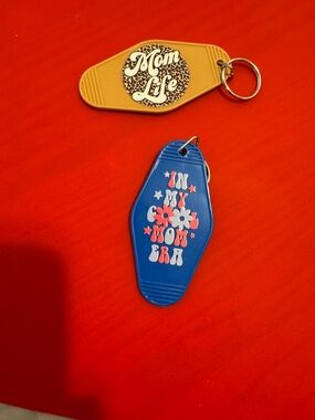 Hand Crafted Mom Life Yellow & Blue Keychain Card Holders